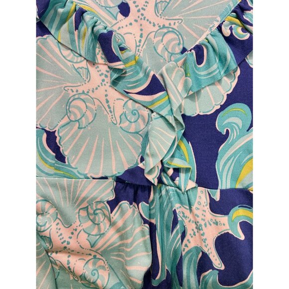 Lilly Pulitzer Claire Dress Sea-Inspired Print Ruffled V-Neck Medium - Picture 5 of 6